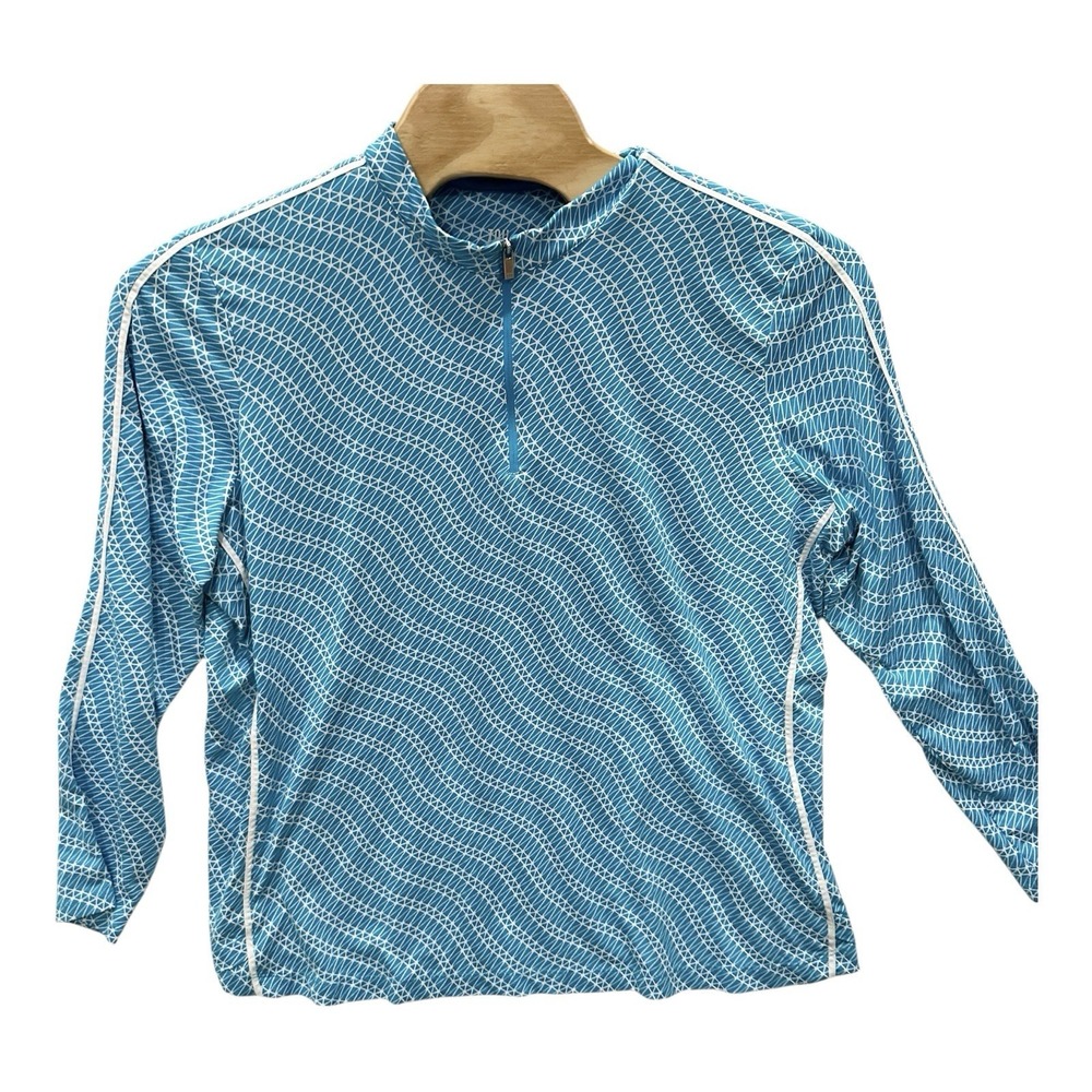 Tail White Label Jacket Blue 3X  Womens Geometric Quarter Zip Long Sleeve Active